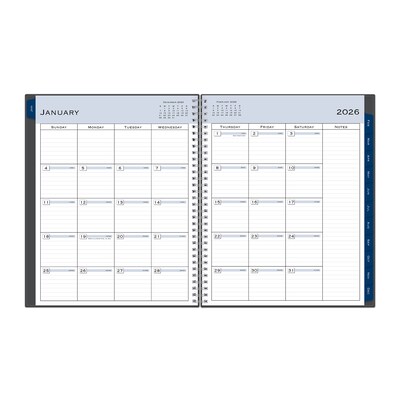2026 Blue Sky Passages 8.5" x 11" Calendar Year Weekly & Monthly Planner, Plastic Cover, Gray (100008-26)
