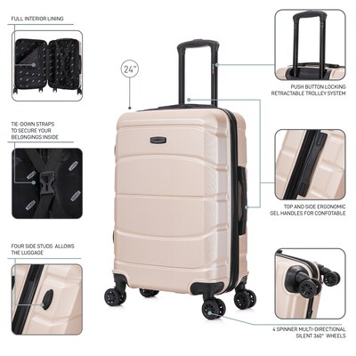 DUKAP Sense 24" Hardside Suitcase, 4-Wheeled Spinner, TSA Checkpoint Friendly, Champagne (DKSEN00M-CHA)