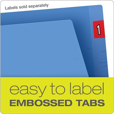 Pendaflex Recycled End Tab File Folder, Straight Cut, Letter Size, Blue, 100/Box (H110DBL)