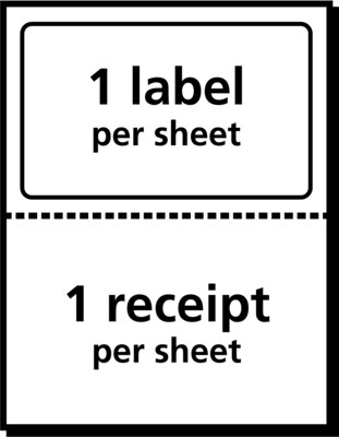 Avery TrueBlock Laser Shipping Labels with Receipts, 5-1/16" x 7-5/8", White, 1 Label/Sheet, 50 Sheets/Box (5127)