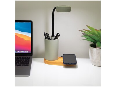 V-Light LED Multifunctional Desk Lamp, 18.75", Gray/Wood (SVLC0052WUG)