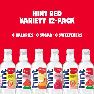Hint Red Variety Pack Purified Water, 16 oz., 12 Bottles/Carton (00226)