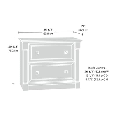 Sauder Palladia 2-Drawer Lateral File Cabinet, Letter/Legal Size, 29.63"H x 36.75"W x 22"D, Glacier Oak (432728)