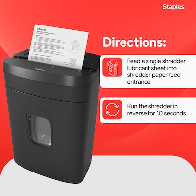 Staples Shredder Lubricant Sheets, 8.5" x 6", 24/Pack (36395)