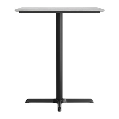 Flash Furniture Acadia Square Wooden Dining Table with X-Base, 36"D x 36"W, Gray Faux Concrete/Black Base (STSQ36CGT3030B)