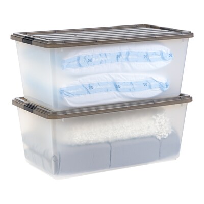 Iris 91 Quart Storage Container with Lid, Plastic, Gray, 4/Pack (500253)
