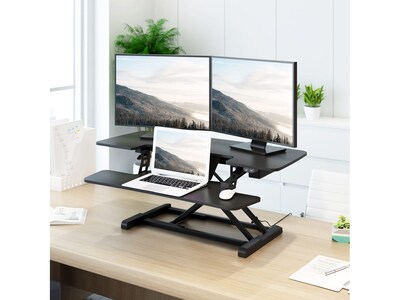 FlexiSpot 40"W Electric Adjustable Standing Desk Converter, Black (EM7L)