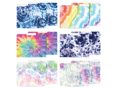 Better Office Tie-Dye Heavyweight File Folders, 1/3-Cut Tab, Letter Size, Assorted Colors, 12/Pack (