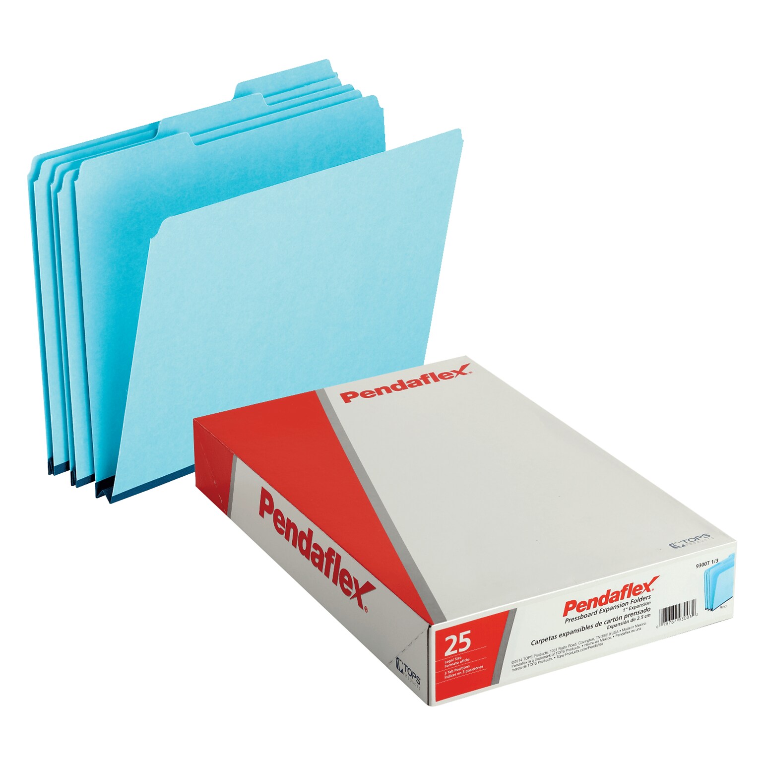 Pendaflex Recycled Heavy Duty File Folder, 1/3-Cut Tab, Legal Size, Blue, 25/Box (9300T 1/3)