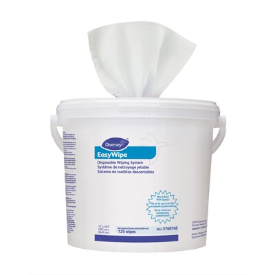 Diversey EasyWipe Polypropylene Cleaning Wipers, 10.5 x 12, White, 120 Wipers/Box, 6/Carton (D5768748)