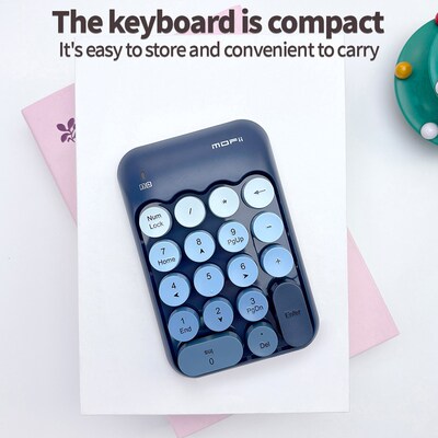 SaharaCase Retro Numeric Keypad Wireless Ergonomic Number Pad, Navy Blue (KB49)