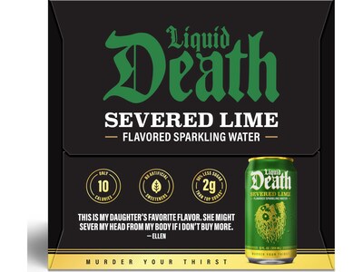 Liquid Death Severed Lime Sparkling Water, 12 fl. oz., 6 Cans/Box, 4 Boxes/Carton (LD-12-SL-4x6pk)