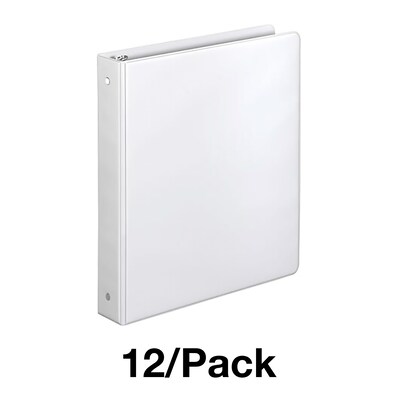 Quill Brand® Standard 1-1/2 3 Ring Non View Binder, White, 12/Pack