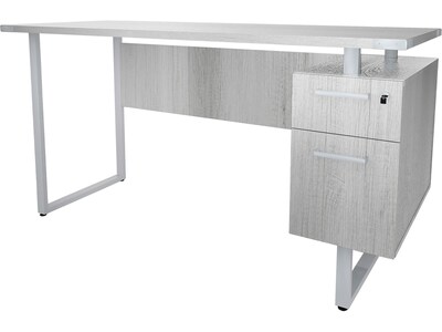 Safco Mirella SOHO 62"W Desk with Built-In Pedestal, White Ash (5513WAH)