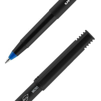 uni-ball Onyx Rollerball Pens, Micro Point, 0.5mm, Blue Ink, Dozen (60041)