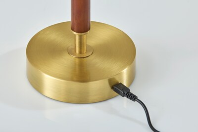 Adesso Ronny LED Cordless Table Lamp, 14.6"H, Antique Brass/Walnut Wood (3064-15)