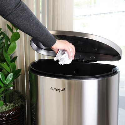 Elama Stainless Steel Indoor Step Trash Can, 13 Gallon, Silver (938121375M)