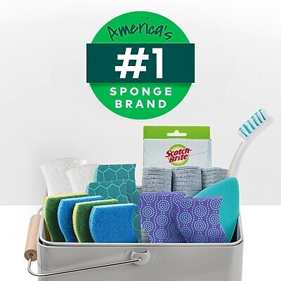 Scotch-Brite Non-Scratch Sponge with Scrubber, Blue, 9 Sponges/Pack (529-5)