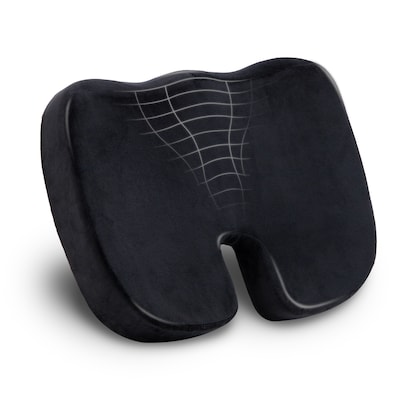 Mind Reader Memory Foam Office Chair Ergonomic Orthopedic Cushion, Black (SEACUSH-BLK)