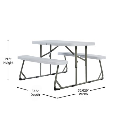 Flash Furniture Paige Rectangular Folding Kids Picnic Table and Benches, 32.625" x  37.5", White (RBEBB2432FD2WH)