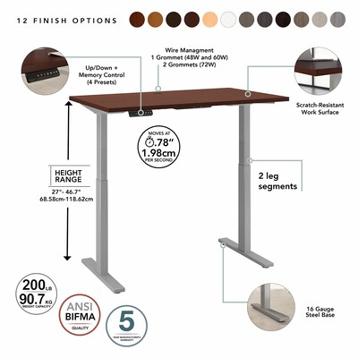 Bush Business Furniture Move 60 Series 27''-47'' Adjustable Standing Desk, Harvest Cherry (M6S4830CSSK)