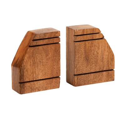 Mind Reader Wood Rustic Book Ends, 4.75", Brown (WOODEND2-BRN)