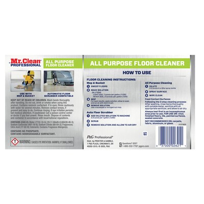 Mr. Clean Professional Liquid Concentrate All Purpose Floor Cleaner, Lemon Scent, 1 Gallon (02621)
