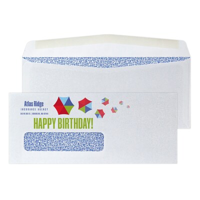 Custom Full Color #10 Window Envelopes with Security Tint, 4 1/4 x 9 1/2, 24# White Wove, 250 / Pa