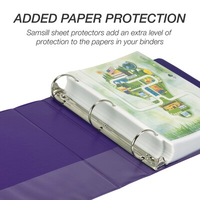 Samsill Fashion 2" 3-Ring View Binders, Purple, 2/Pack (SAMU86608)