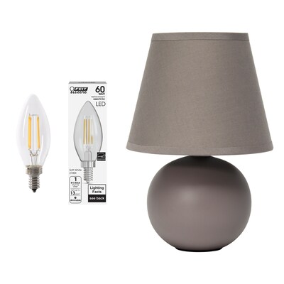 Simple Designs Compact Ceramic Globe 8.66" LED Table Lamp, Gray (LT2008-GRY-LB)