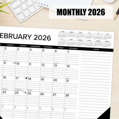 2026 Willow Creek 22" x 17" Monthly Desk Pad Calendar, Black/White (57216)