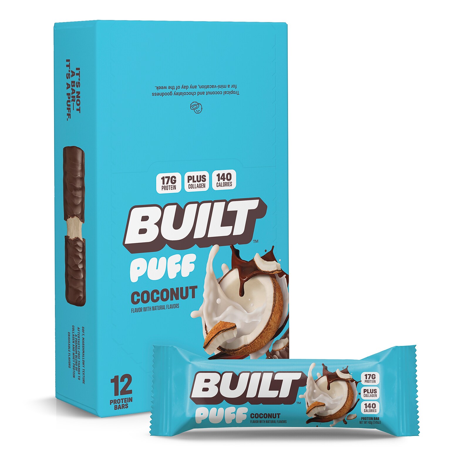 Built Puff Coconut Protein Bar, 1.41 oz., 12 Bars/Box (BUI30209)