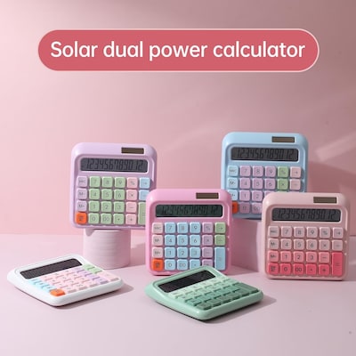 SaharaCase 12-Digit Battery/Solar Powered Desktop Calculator, Blue (KB50)