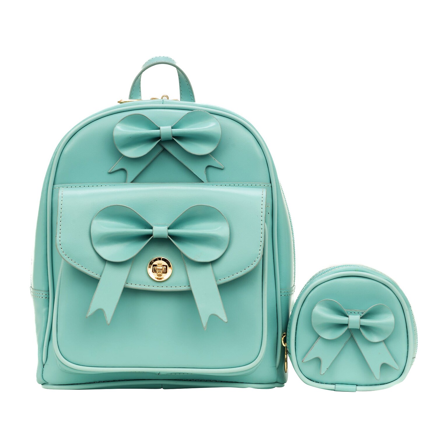 McKleinUSA ACADIA Mini Bow Backpack with Coin Purse, Aqua Blue (99718)