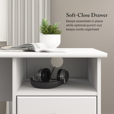 Bush Furniture Cabot 60"W L Shaped Computer Desk with Storage, White (WC31930K)