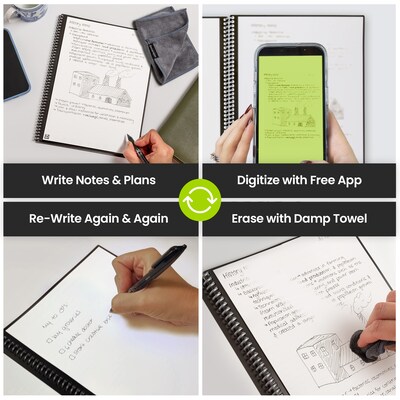 Rocketbook Fusion Reusable Notebook Planner Combo, 8.5 x 11, 42 Sheets, Black (EVRF-L-RC-A-FR)