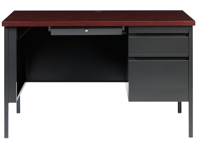 Hirsh 48W Single-Pedestal Desk, Charcoal/Mahogany (20093)