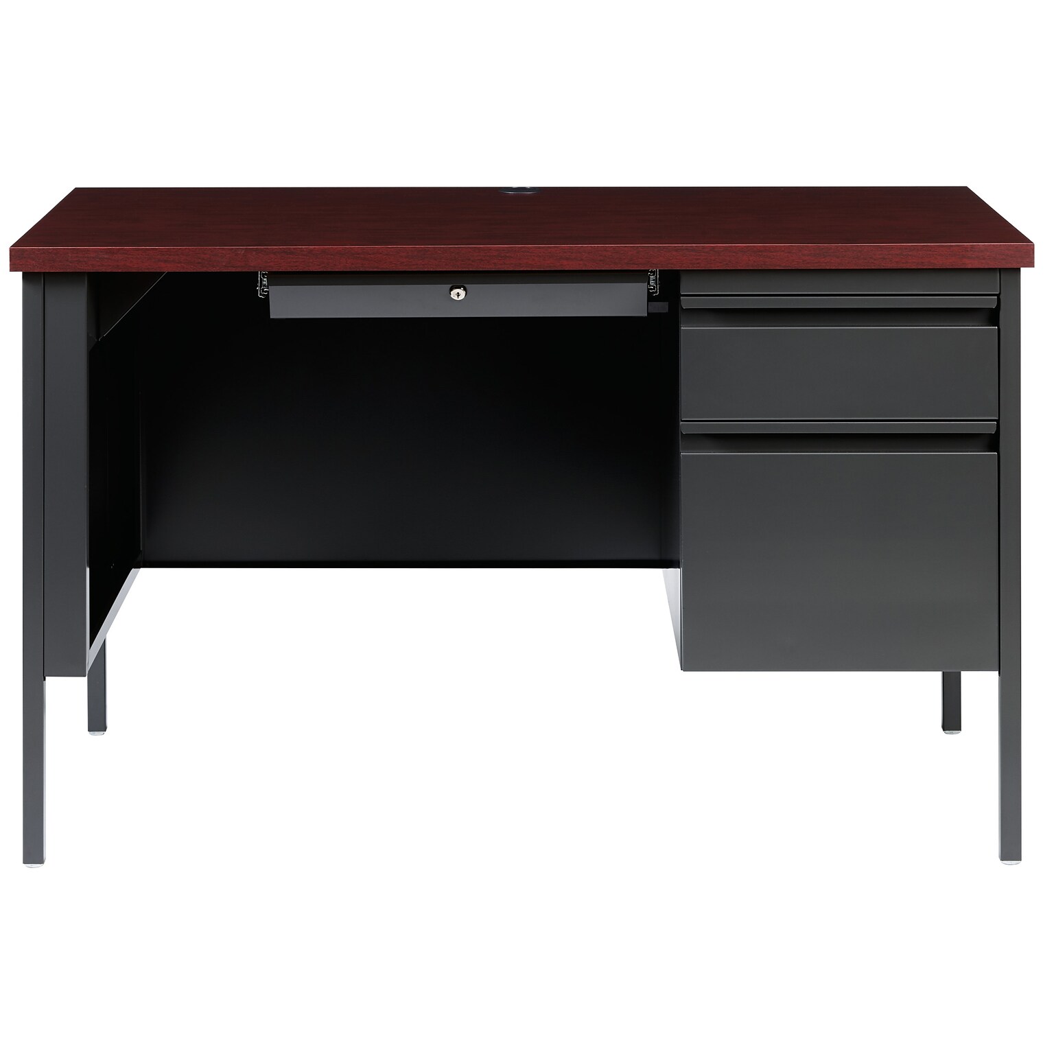 Hirsh 48W Single-Pedestal Desk, Charcoal/Mahogany (20093)