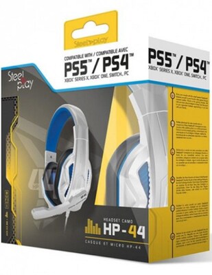 Lexip Steelplay 35mm Stereo Headphones, White/Blue (JVAPS500007)