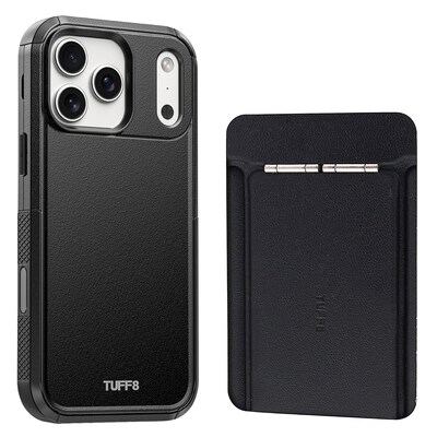 TUFF8 Impact+ MagSafe Rugged Phone Case for iPhone 18 Pro Max with Foldable Origami Wallet Stand, Black (KITLIB18PRO09)