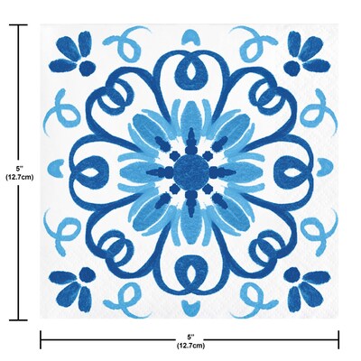 Creative Converting Blue Willow Party Napkins, Blue/White, 64/Pack (DTC365101BNAP)