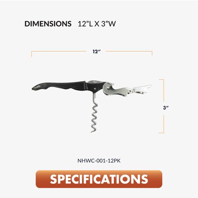 Newhouse Waiter Style Corkscrew Wine Opener, 12/Pack (NHWC-001-12PK)