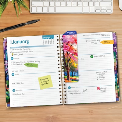 2027 Excello Brands 9 x 11 Weekly & Monthly Standard Planner, Paperboard Cover, Watercolor Tree (FSHN-CY27-8511-43)
