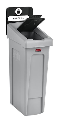 Rubbermaid Slim Jim Single-Stream Recycling Station, 23 Gallon, Gray/Black (2185053)