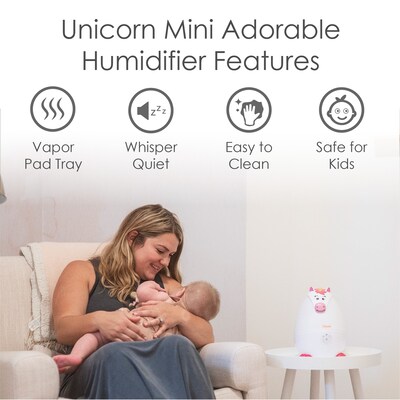 Crane Mini Unicorn Ultrasonic Cool Mist Tabletop Humidifier, 0.5-Gallon, White (EE-8257)