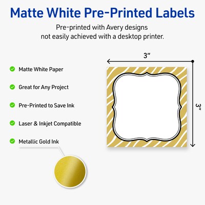 Avery Square Laser/Inkjet Multipurpose Labels, 3 x 3, White, 60/Pack (19479370987)