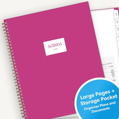 2027 Blue Sky 8.5" x 11" Weekly & Monthly Planner, Fuchsia (164284)