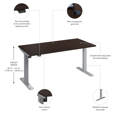 Bush Business Furniture Move 40 Series 60"W Electric Height Adjustable Standing Desk, Mocha Cherry/Cool Gray (M4S6030MRSK)
