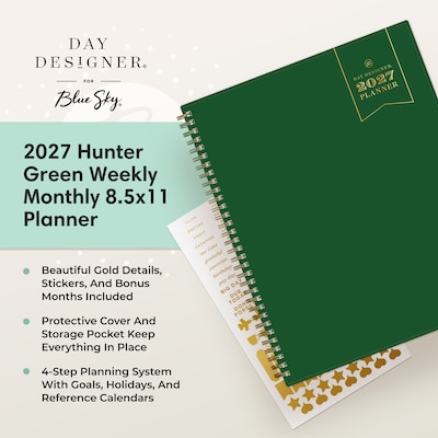 2027 Blue Sky Day Designer 8.5" x 11" Weekly & Monthly Planner, Green (163793)