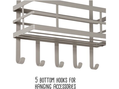 Honey-Can-Do Metal Over-Cabinet Door Organizer with Hooks, Gray (KCH-09425)